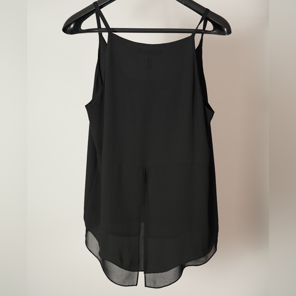 BCBGMAXAZRIA Black Spaghetti Strap Top with Sheer V, Size M - Picture 2 of 4